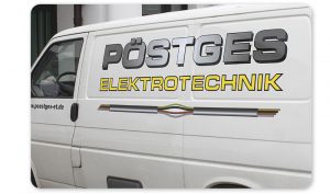 Werbetechnik Fahrzeugbeschriftung Pöstges Elektrotechnik